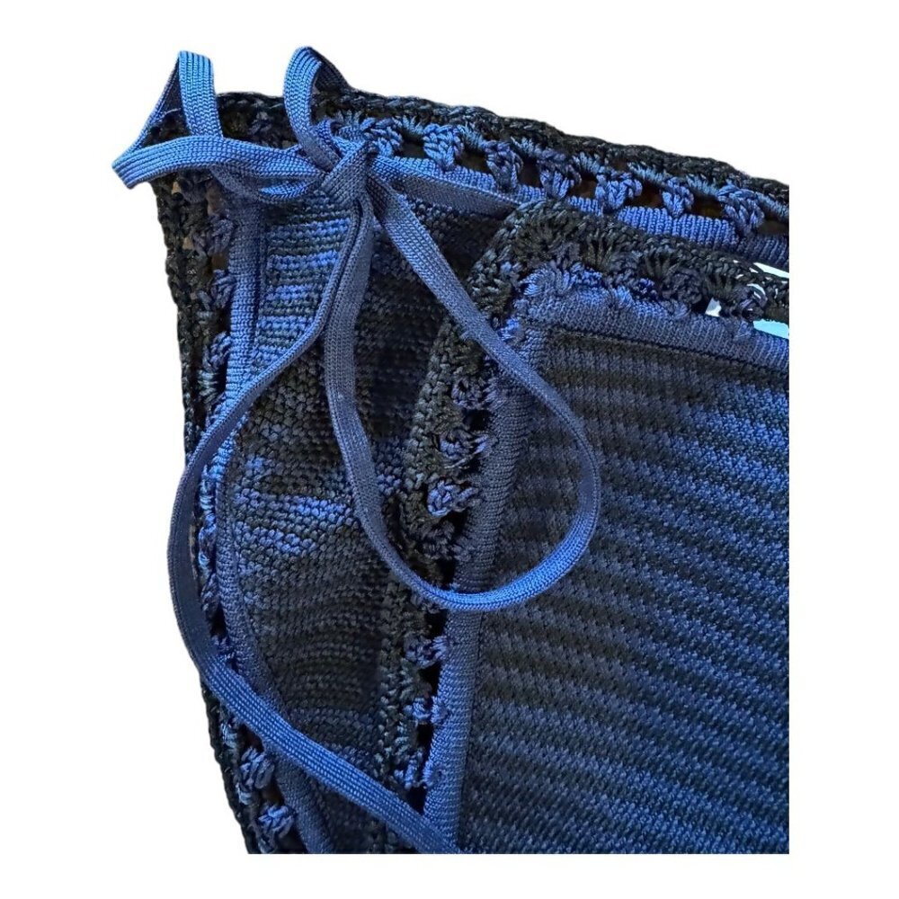 Solid & Striped Clara Bikini Bottom Women Small Blue Knit Crochet Tie Side NWT - Picture 4 of 10